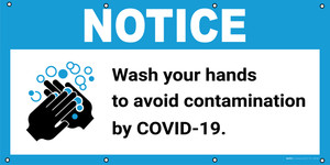 Notice: Wash Your Hands To Avoid Contamination By COVID-19 with Icon - Banner