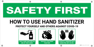 Safety First: How To Use Hand Sanitizer with Icons - Banner