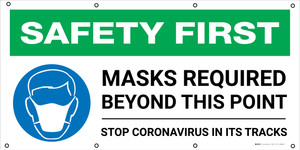 Safety First: Masks Required Beyond This Point Stop Coronavirus with Icon - Banner