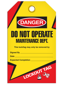 Lockout Do Not Operate Maintenance Dept Tags