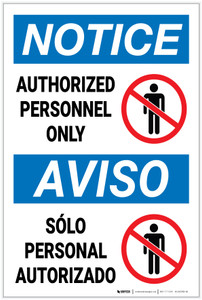 Notice: Authorized Personnel Only With Icon Bilingual Spanish - Label
