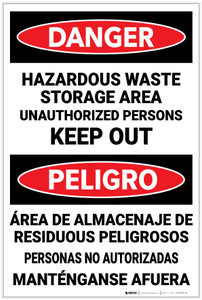 Danger: Hazardous Waste Keep Out Bilingual Spanish - Label