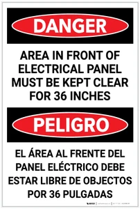 Danger: Panel Must be Kept Clear Bilingual Spanish - Label
