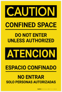 Caution: Confined Space - Do not Enter Unless Authorized - Label