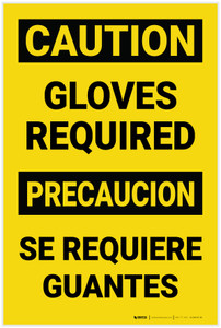 Caution: Gloves Required Bilingual Spanish - Label