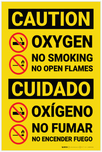 Caution: Oxygen No Smoking No Flames Bilingual Spanish - Label