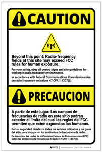 Caution: Radio Frequency Fields May Exceed FCC Rules Bilingual Spanish - Label