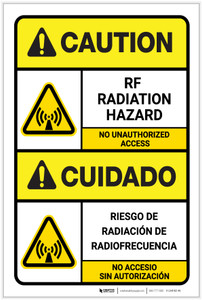 Caution: RF Radiation Hazard ANSI Bilingual Spanish - Label