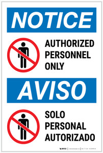 Notice: Admittance Authorized Personnel Bilingual Spanish - Label