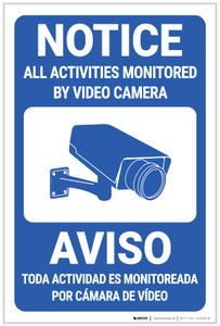 Notice: All Activities Monitored by Video Camera Bilingual Spanish - Label