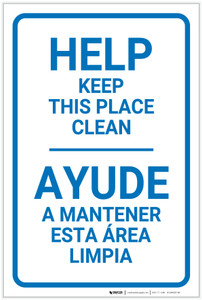 Help Keep This Place Clean Bilingual Spanish - Label
