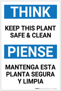Think: Keep This Plant Safe And Clean Think Bilingual Spanish - Label