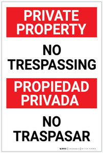 Private Property: No Trespassing Bilingual Spanish Portrait - Label