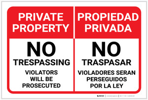 Private Property Bilingual Spanish Landscape - Label
