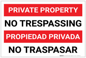 Private Property: No Trespassing Bilingual Spanish - Label
