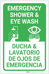 Emergency Shower/Eye Wash Bilingual Spanish - Label