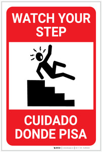 Watch Your Step with Icon Bilingual Spanish - Label