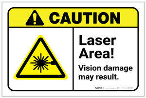 Caution: Laser Area Vision Damage May Result ANSI Landscape - Label