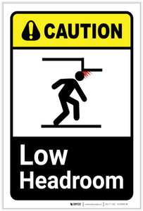 Caution: Low Headroom ANSI Portrait - Label