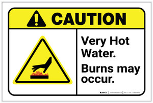 Caution: Very Hot Water Burns May Occur ANSI Landscape - Label