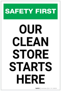 Safety First: Our Clean Store Starts Here Portrait - Label