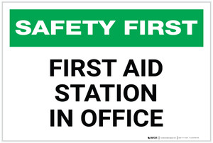 Safety First: First Aid Station in Office - Label