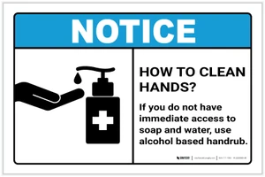 Notice: How To Clean Hands ANSI Landscape - Label