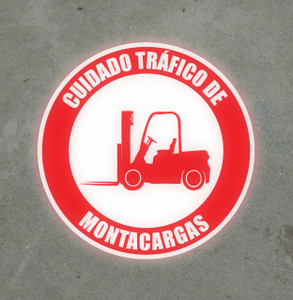 SignCast S300 Virtual Sign - Watch Out for Forklift Traffic (Spanish)