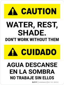Caution: Water Rest Shade Don't Work Without Them Bilingual Portrait - Wall Sign