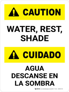 Caution: Water Rest Shade Spanish Portrait - Wall Sign