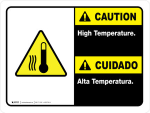 Caution: High Temperature Bilingual Landscape - Wall Sign