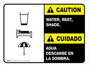 Caution: Water Rest Shade Bilingual Landscape - Wall Sign