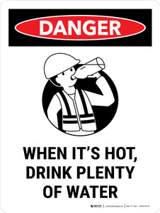 Danger: When Its Hot Drink Plenty Of Water Portrait - Wall Sign