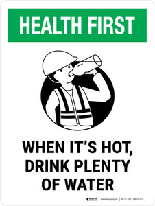 Health First: When Its Hot Drink Plenty Of Water Portrait - Wall Sign