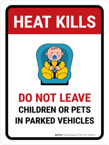 Heat Kills Do Not Leave Children Or Pets In Parked Vehicles Portrait - Wall Sign