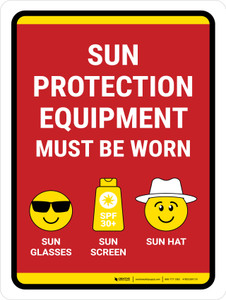 Sun Protection Equipment Must Be Worn Portrait - Wall Sign