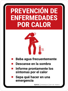 Heat Illness Prevention Spanish Portrait - Wall Sign