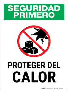 Safety First: Protect From Heat Spanish Portrait - Wall Sign