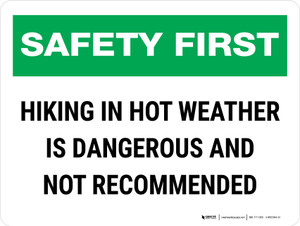 Safety First: Hiking In Hot Weather Is Dangerous Landscape - Wall Sign