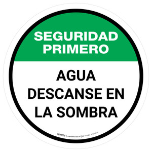 Safety First: Water Rest Shade Spanish Round - Floor Sign