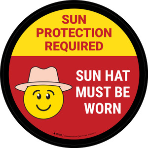 Sun Hat Must Be Worn Round - Floor Sign