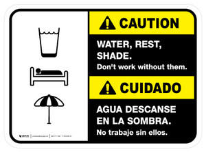 Caution: Water Rest Shade Don't Work Without Them Bilingual Rectangular - Floor Sign