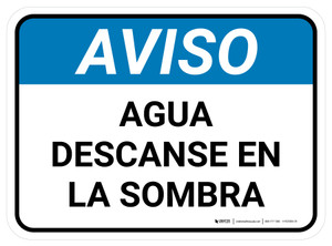 Notice: Water Rest Shade Spanish Rectangular - Floor Sign