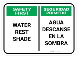 Safety First: Bilingual Water Rest Shade Bilingual Rectangular - Floor Sign