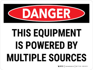 Danger: This Equipment Is Powered By Multiple Sources Landscape - Wall Sign