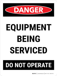Danger: Equipment Being Serviced Do Not Operate Portrait - Wall Sign