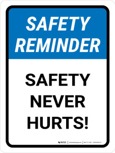 Safety Reminder: Safety Never Hurts Portrait - Wall Sign