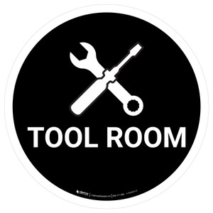 Tool Room Black Circular - Floor Sign