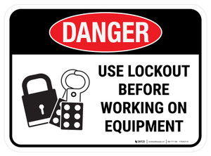 Danger: Use Lockout Before Working On Equipment Rectangular - Floor Sign