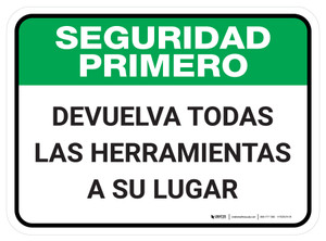 Safety First: Put Tools Back In Their Proper Place Spanish Rectangular - Floor Sign